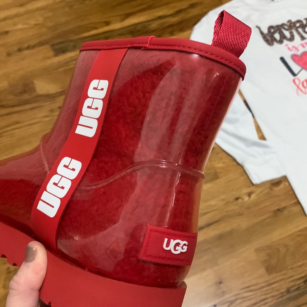 UGG Authentic Classic Clear Mini Waterproof Boots in RED ❤️ NEW size 9 - Picture 9 of 16